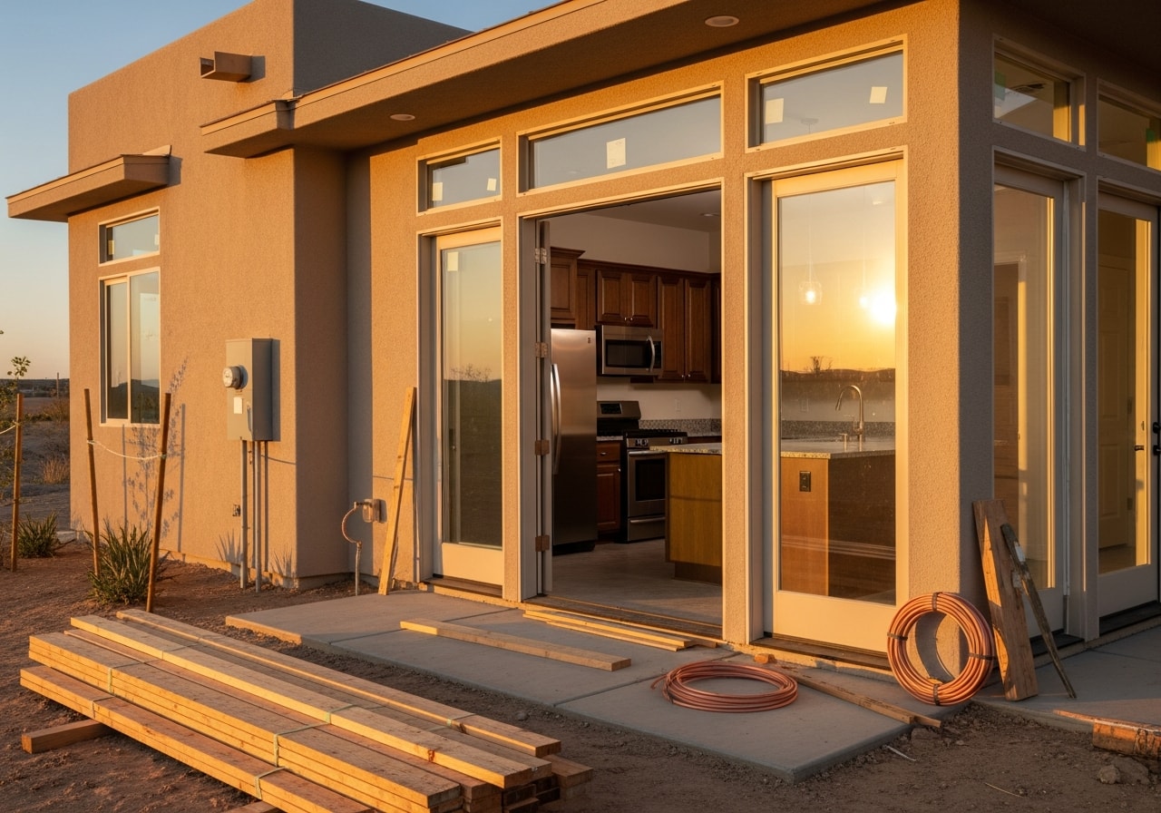 Single-bedroom guest house ADU with full kitchen and modern exterior in Las Vegas