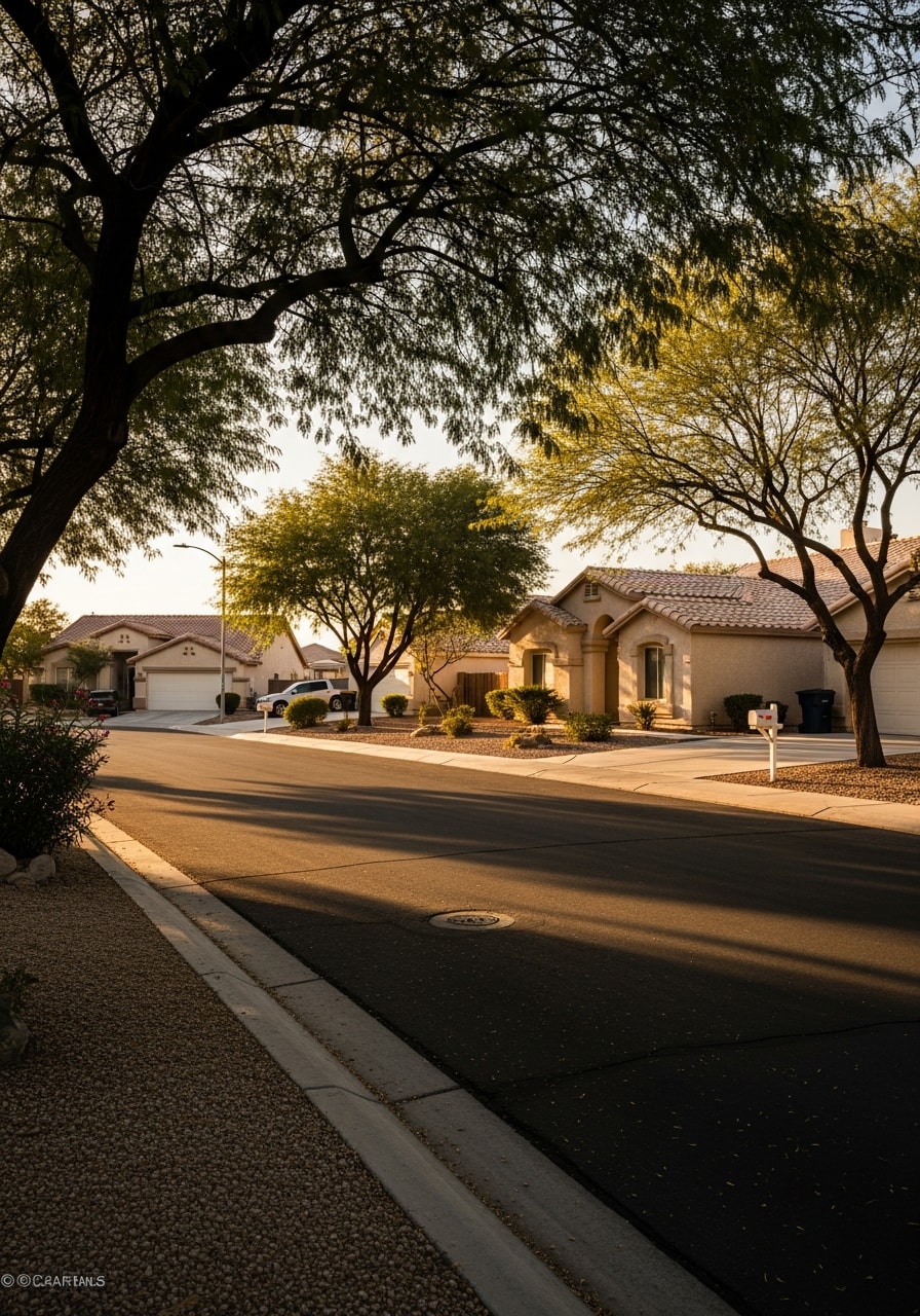 Spring Valley street view showing single-family homes and tree-lined residential area.